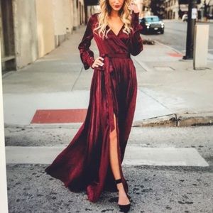Burgundy Red long sleeve maxi
